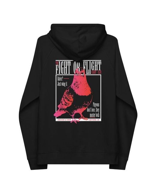 Anchor and Crew Black Eight Fight Or Flight Club Editions Organic Cotton Hoodie for men