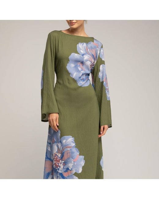 Tantra Spain Sl Green Long Floral Dress With Round Neck And Straps