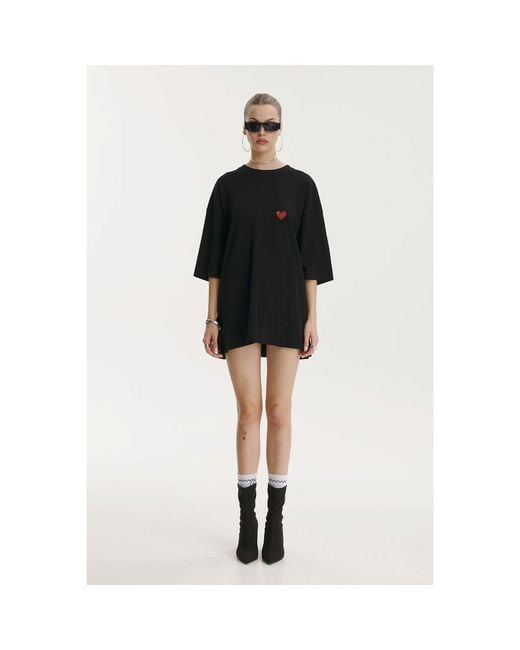 mysimplicated Black Oversized T-Shirt With Heart Logo W