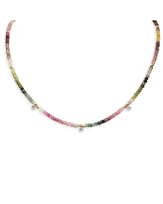 Kate Koel Metallic Watermelon Tourmaline Beaded Necklace