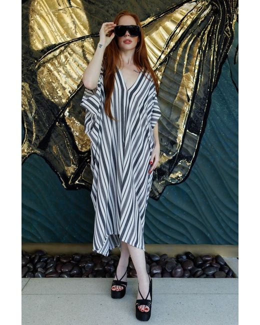 Jennafer Grace White Cooper Stripe Caftan