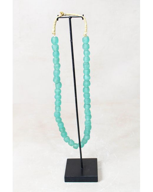 Botanical Boys Blue Ghana Glass Beads Necklace, Light