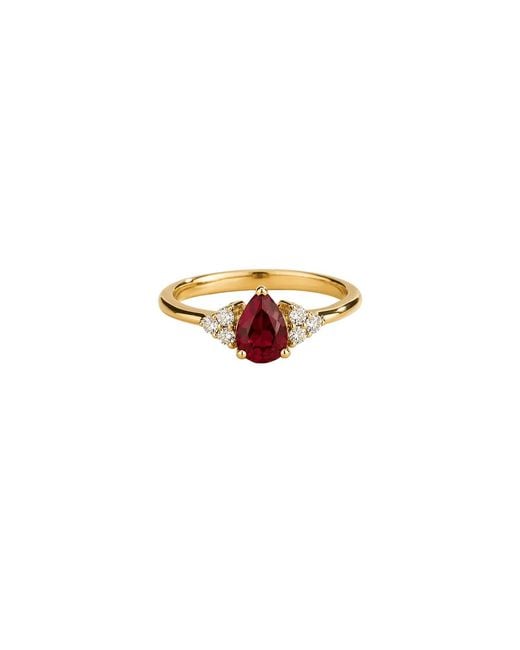 Juvetti Multicolor Nora Ruby & Diamond Pear Cut Ring