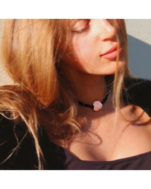 Mineralgems•Studio Metallic Onyx Choker With Shell Flower