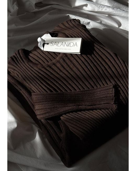 SALANIDA Brown Brera Merino Long-Sleeve Top Chocolate