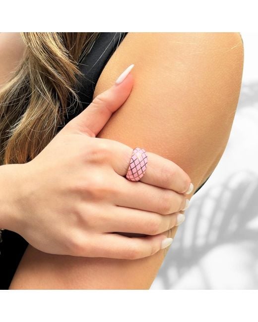 Ebru Jewelry Pink Adjustable Fashion Ring