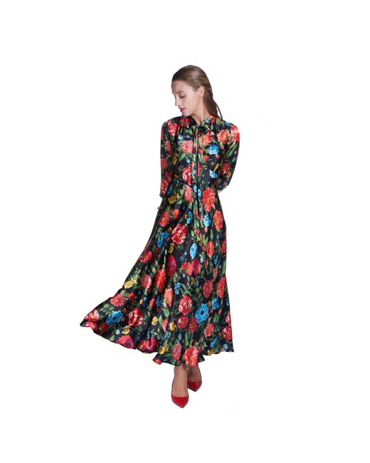 Sofia Tsereteli Red Multi Floral Silk Dress