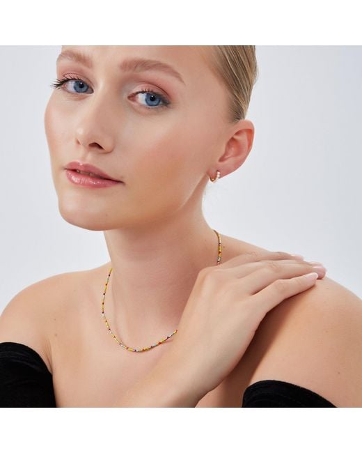 Spero London Metallic Beaded Opal Huggie Hoop Earrings