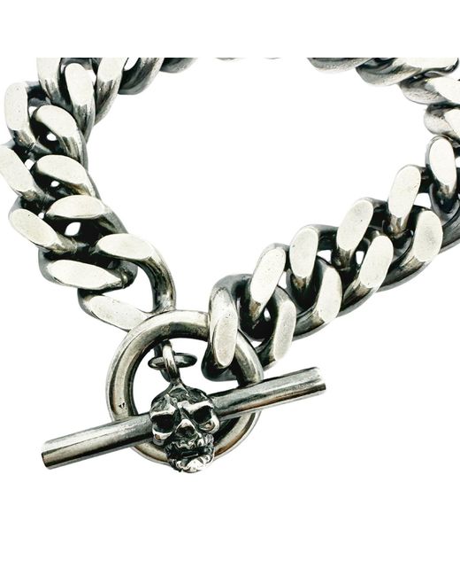 Tg-Jewellery by Tamara Gervasio Black Skull Heavy Curb Chain Bracelet T-Bar Skull Japanese Power Sign – Sterling for men