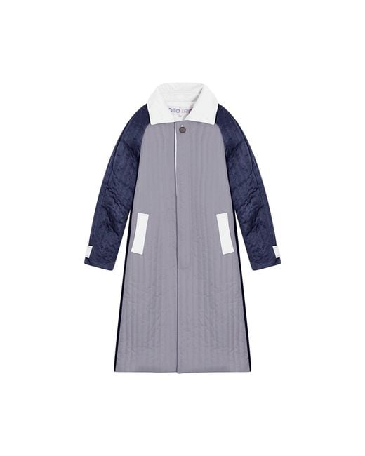 London Atelier Byproduct Blue Patchwork Colour Block Quilt Long Jacket