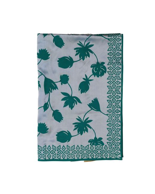 Heritagemoda Green Handblock Printed Organic Peace Silk Scarf