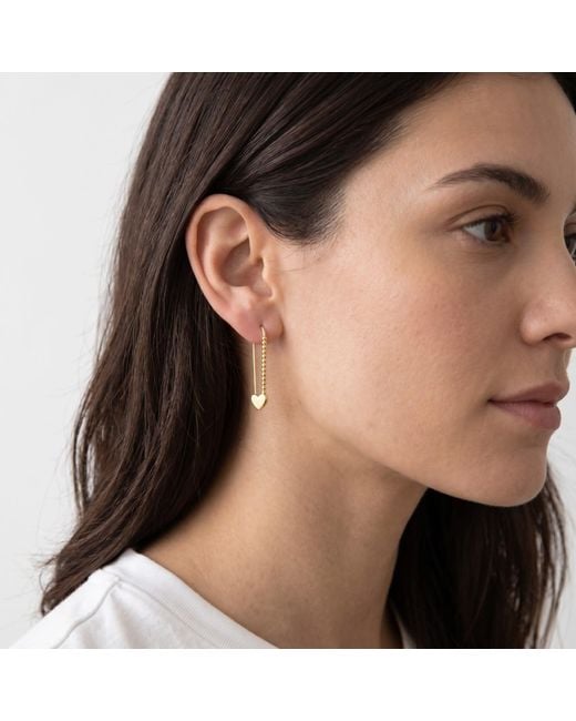 Spero London Metallic Heart Beaded Safety Pin Sterling Earring