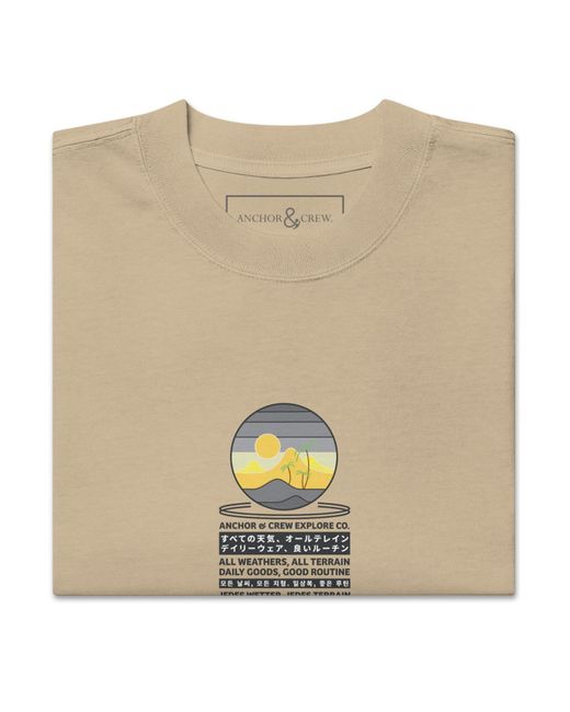 Anchor and Crew Natural Faded Khaki Desert Surf Explore Co. Oversized Cotton T-Shirt