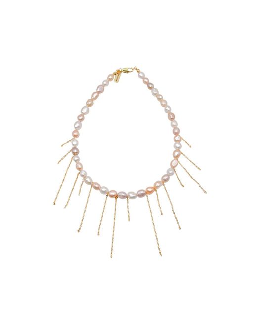 The Bulums White The Deauville Signature Pastel Pearl Fringe Necklace