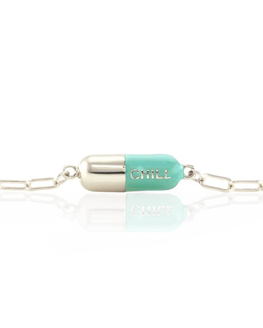 Kris Nations Green Chill Pill Enamel Bracelet Sterling Silver & Turquoise Enamel