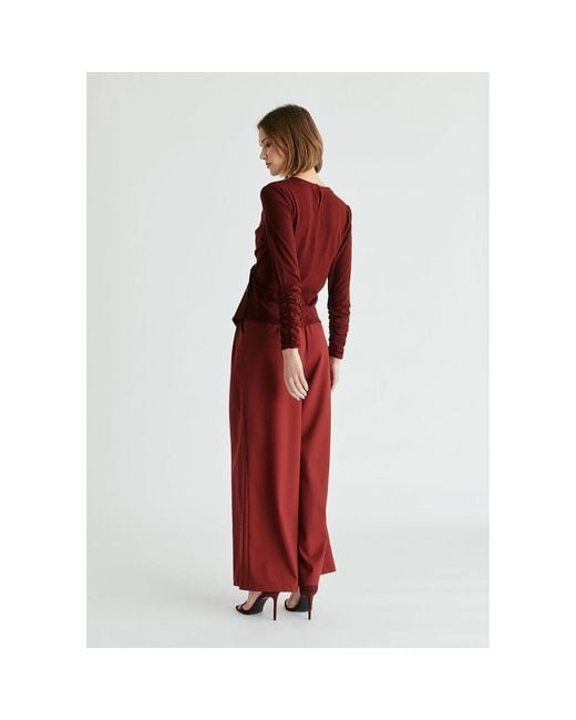 Paisie Red Side Button Jersey Wrap Top