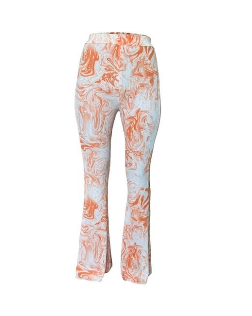 Janara Jones Red Tie Dye Rayon Ribbed Trousers Coord