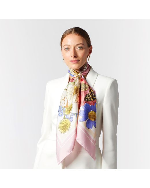 Emily Carter Pink / Neutrals The Rose & Bluebell Silk Scarf