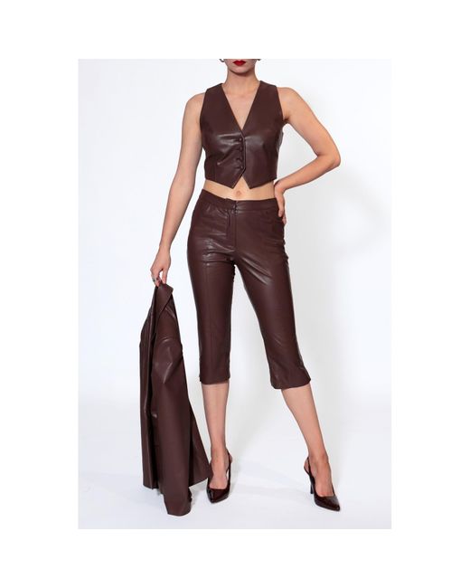 AGGI by HALEWSKI Brown Capri Dakota Chocolate Below Knee Length Pants
