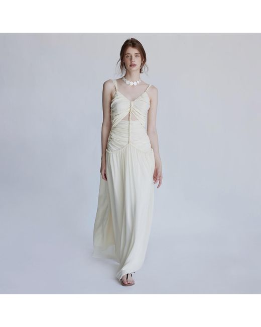 Belsize25 White Silent Mode Series – Silk Resort Dress With Hand-Woven Rope Straps