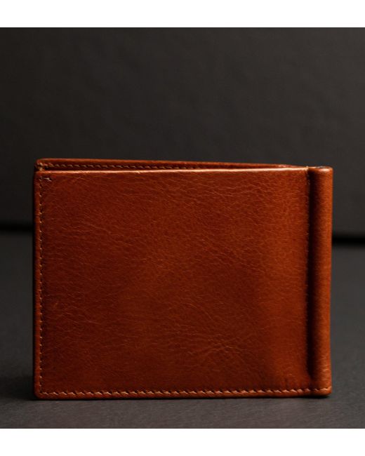 Time Resistance Red Leather Money Clip Wallet for men