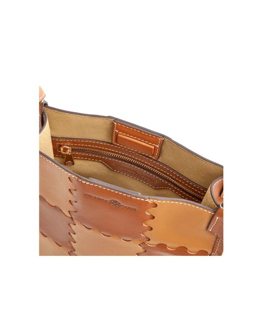 Orange Cube White Small Square Stitch Tote Bag