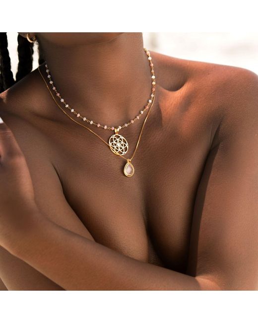 Seven Saints Metallic Rose Quartz Compassionate Heart Adjustable Necklace