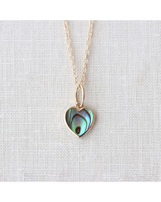 Kris Nations Metallic Abalone Heart Charm Necklace