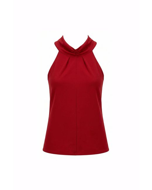 Exquise Red Brandon Knot Detailed Satin Blouse –