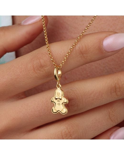 Lily Charmed Metallic Plated Gingerbread Biscuit Charm Necklace