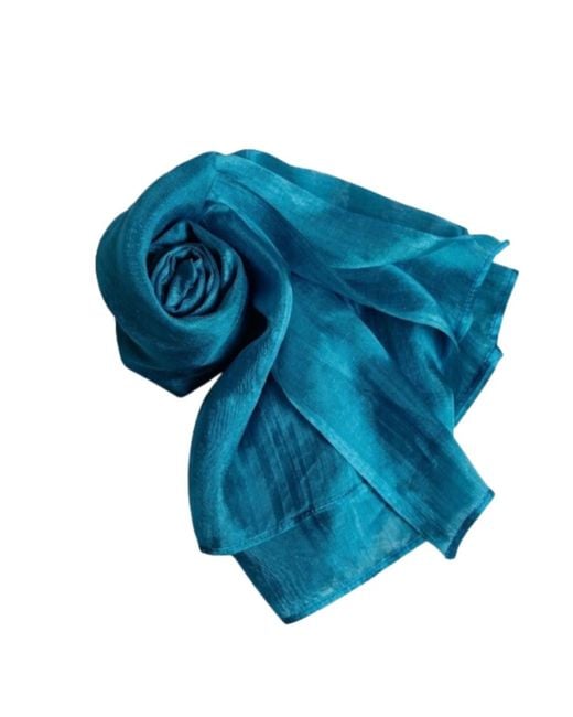 Silk and Bears Blue Silk Scarf – Hand-Dyed Mulberry Silk Shawl, Wedding & Evening Wrap