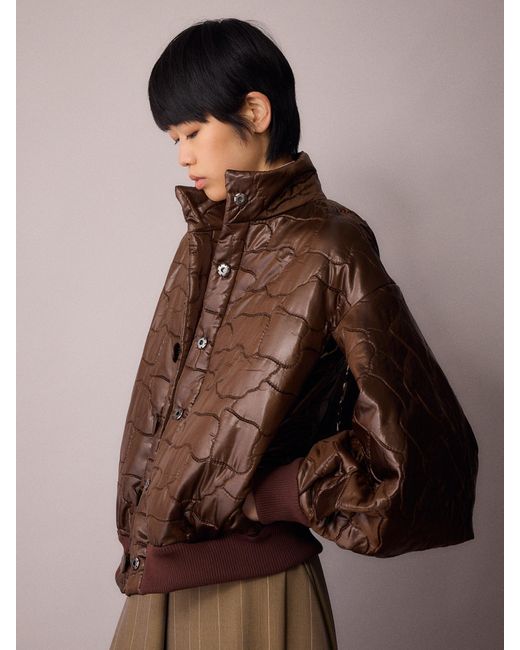 Amanda Thompson Couture Brown Ms K Bomber Jacket Quilting Chocolate