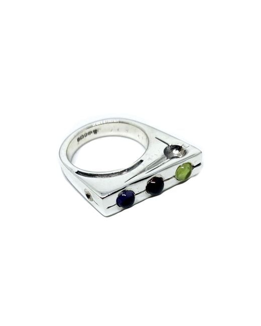 Tg-Jewellery by Tamara Gervasio Metallic Traffic Light Ring With Garnet, Iolite And Peridot
