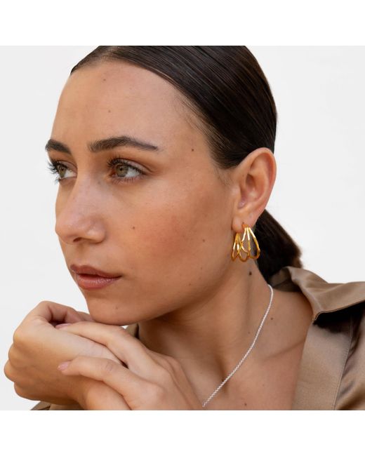 Dower & Hall Metallic Large Triple Row Waterfall Hoops
