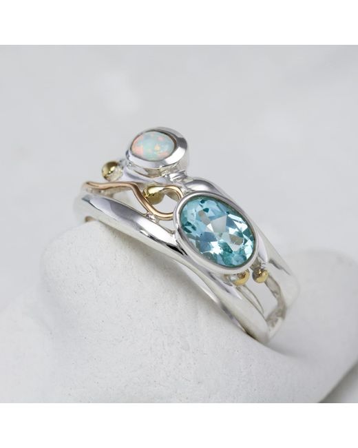 Isla Silver Blue Topaz & Opal Gemstone Ring