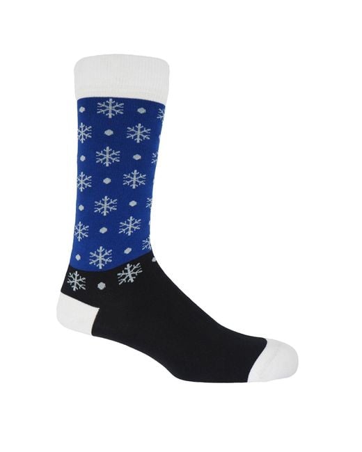 Peper Harow - Made in England Blue Frosty Christmas Socks Two Pack for men