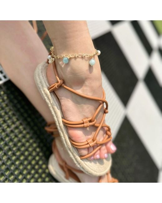 Farra Metallic Chain With Aquamarine Charms Anklet