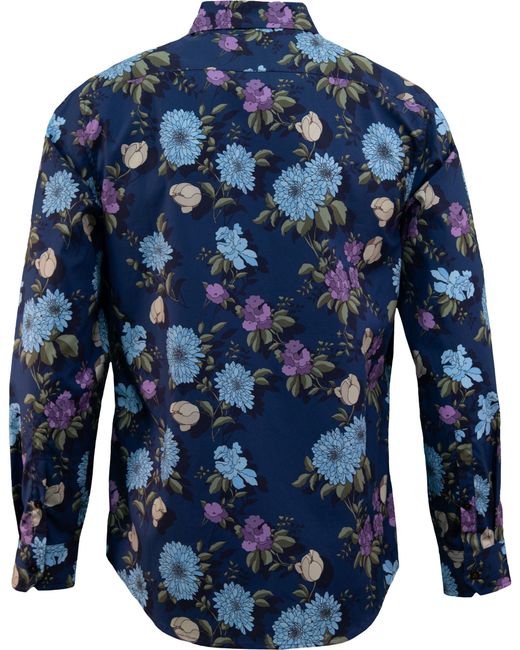 Lords of Harlech Blue Nigel Augustus Floral Shirt for men