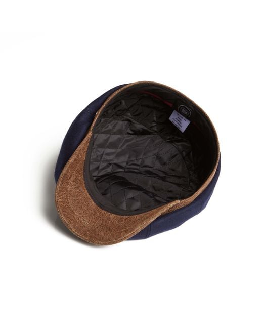 Dasmarca Hats Blue Eden Wool Newsboy Bakerboy Peaky Cap With Leather Visor Peak for men