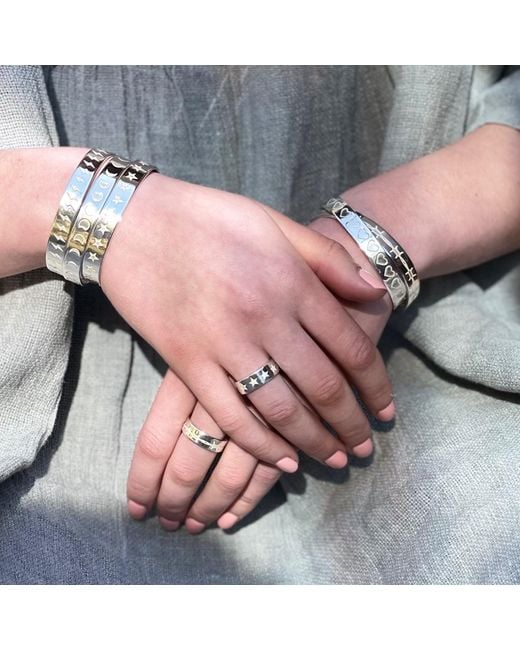 CarterGore Metallic Sterling Etched Lightning Bangle Large Size