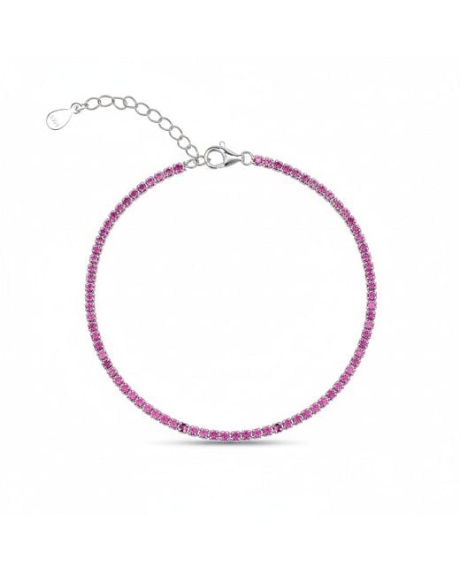 Spero London Pink Fine Sterling Cz Ruby Tennis Bracelet