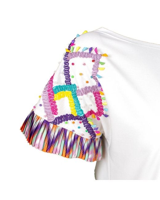 Lalipop Design Multicolor Blouse With Pleated Sleeves & Embroidery Details On Shoulders
