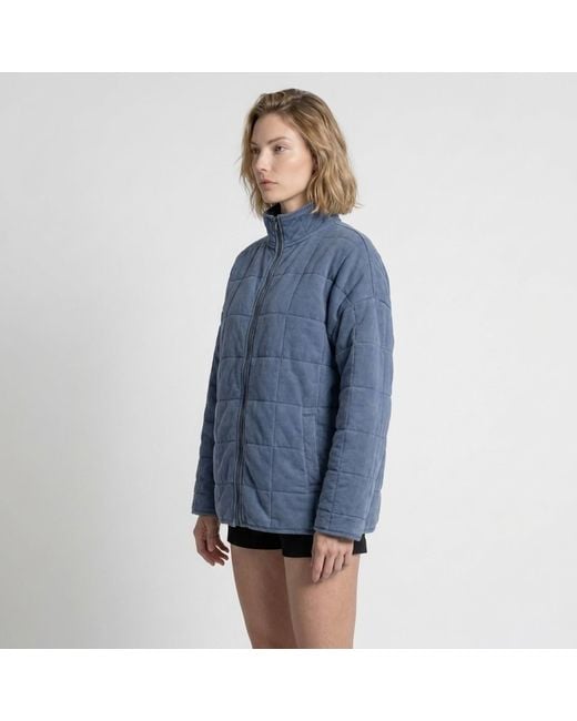 Modenaire Blue Quilted Fleece Jacket Soft Structure