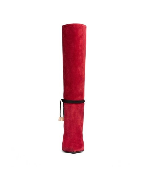 Beautiisoles by Robyn Shreiber Made in Italy Red Lindsay Suede Tall Boot Comfortable & Sexy Stiletto For Valentine