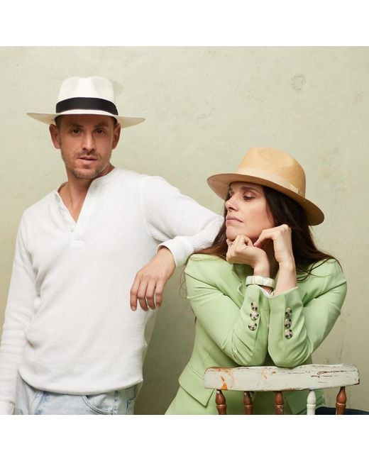 Dasmarca Hats Natural Dasmarca Riley Genuine Panama Straw Trilby Hat For - Sand