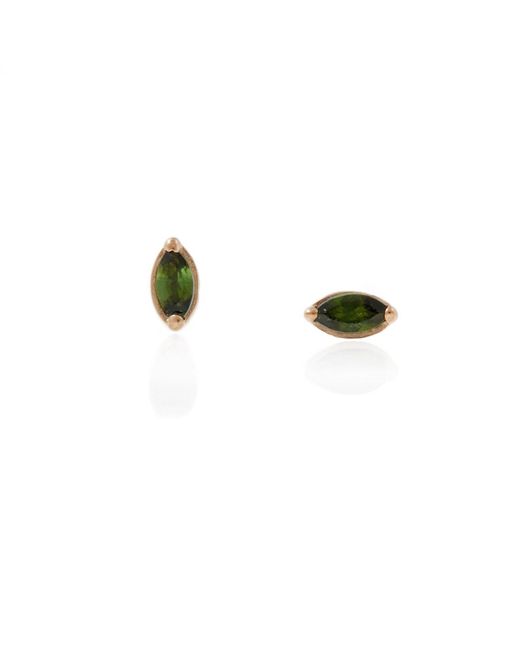 Lee Renee Green Tourmaline Leaf Stud Earrings