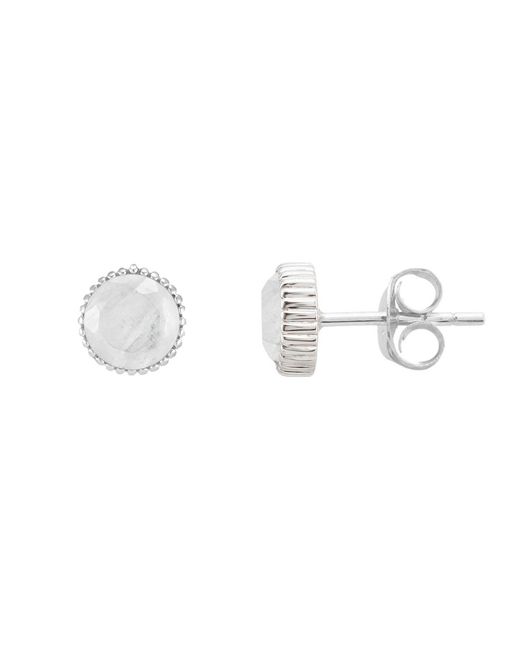 Auree Jewellery Metallic Barcelona Silver June Birthstone Stud Earrings Moonstone