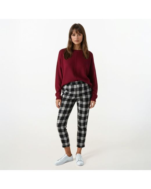 Haris Cotton Red Knitted Long Sleeved Blouse Bordeaux