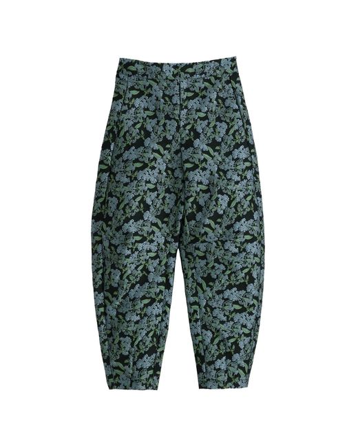 Louche Green Sutton Blossom Jacquard Barrel Trouser