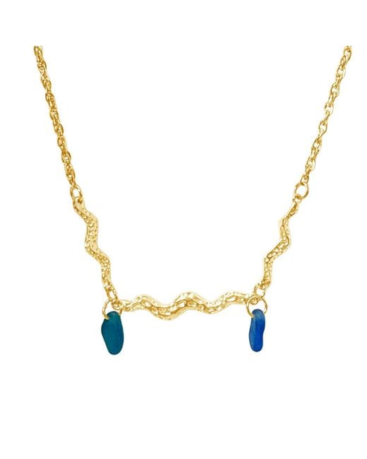 Glassy Metallic Havbølge Necklace